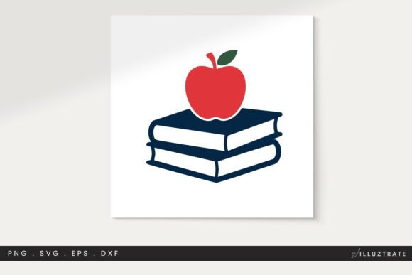 Books with Apple SVG for School Education Graphics
