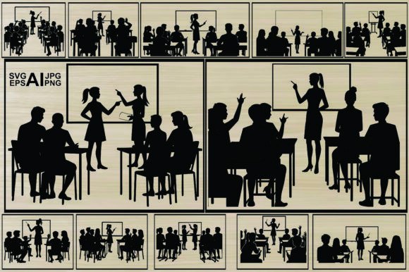 Classroom Silhouette Vector Art Bundle