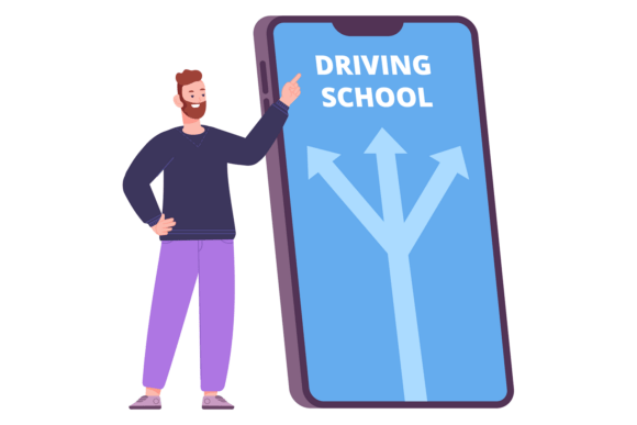 Driving School App Graphic for Online Education