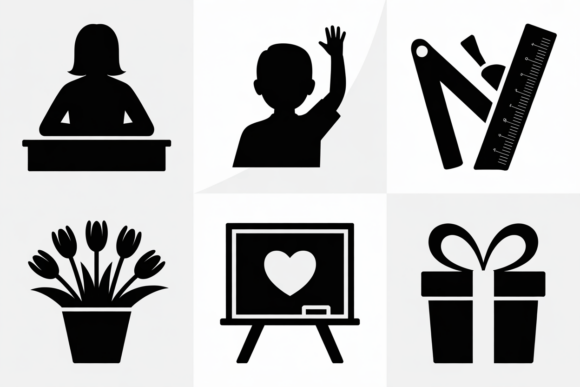 Education Icons Teacher Student School Graphics for Crafts