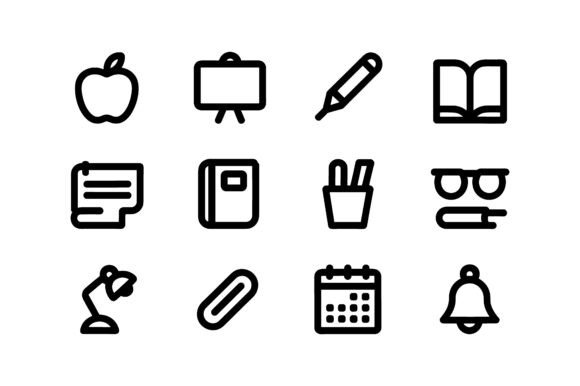 Education School Line Icon Set EPS for Clean Graphics and Crafts