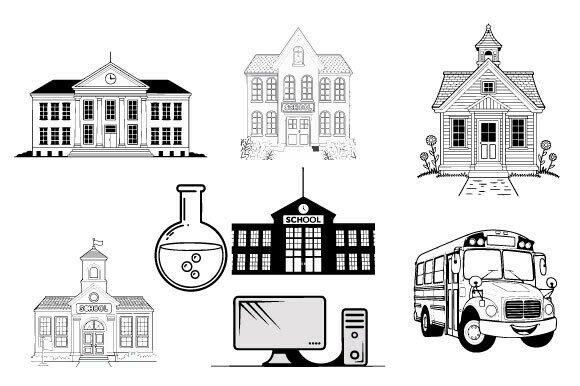 Education School Vector Icon Bundle Svg for Print Materials Mockups and Graphics