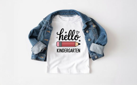 First Day of School Hello Kindergarten Graphics for T-Shirt Designs