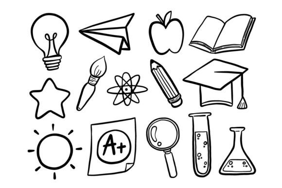 Hand Drawn School Education Doodle Icon for Local Business Graphics