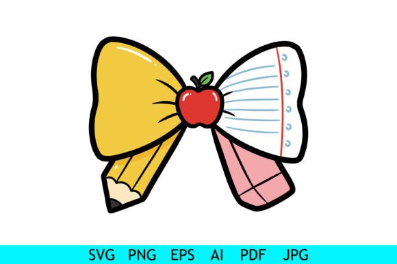 Pencil and Paper Teacher Bow Graphics for Crafts