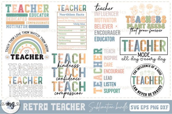 Retro Teacher Quotes SVG Bundle for Crafts and Graphics