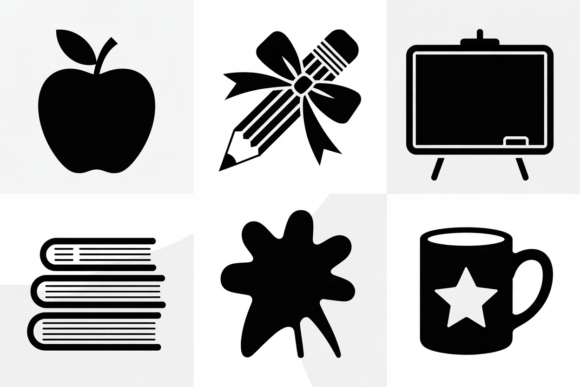 School and Education Icon Set Design for Crafts and Graphics
