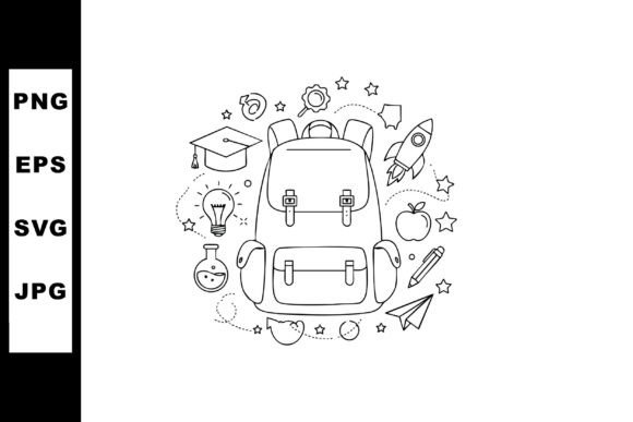 School Backpack with Education Icons Graphics