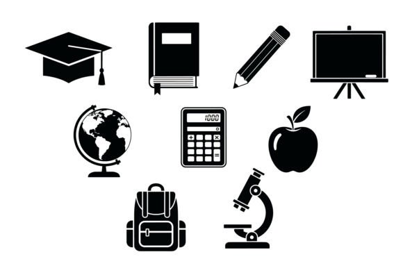 School Education Icon Bundle Vector Graphics