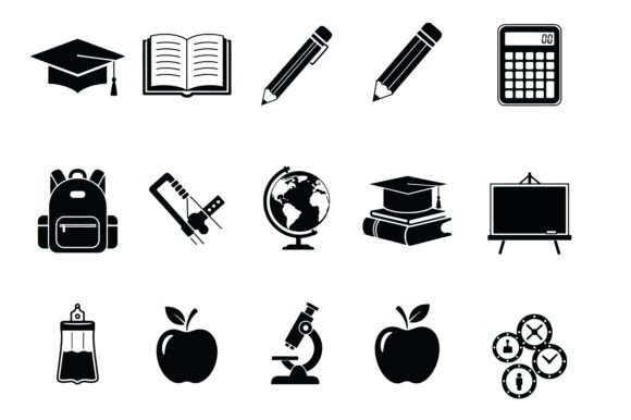 School Education Icons Bundle for Crafting and Design