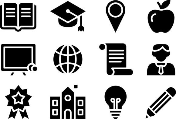 School Education Vector Silhouette for Crafts and Graphics
