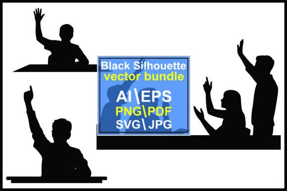 Silhouettes Students Raising Classroom Graphics