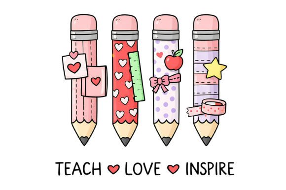 Teach Love Inspire Teacher Illustration for Graphics and Crafts
